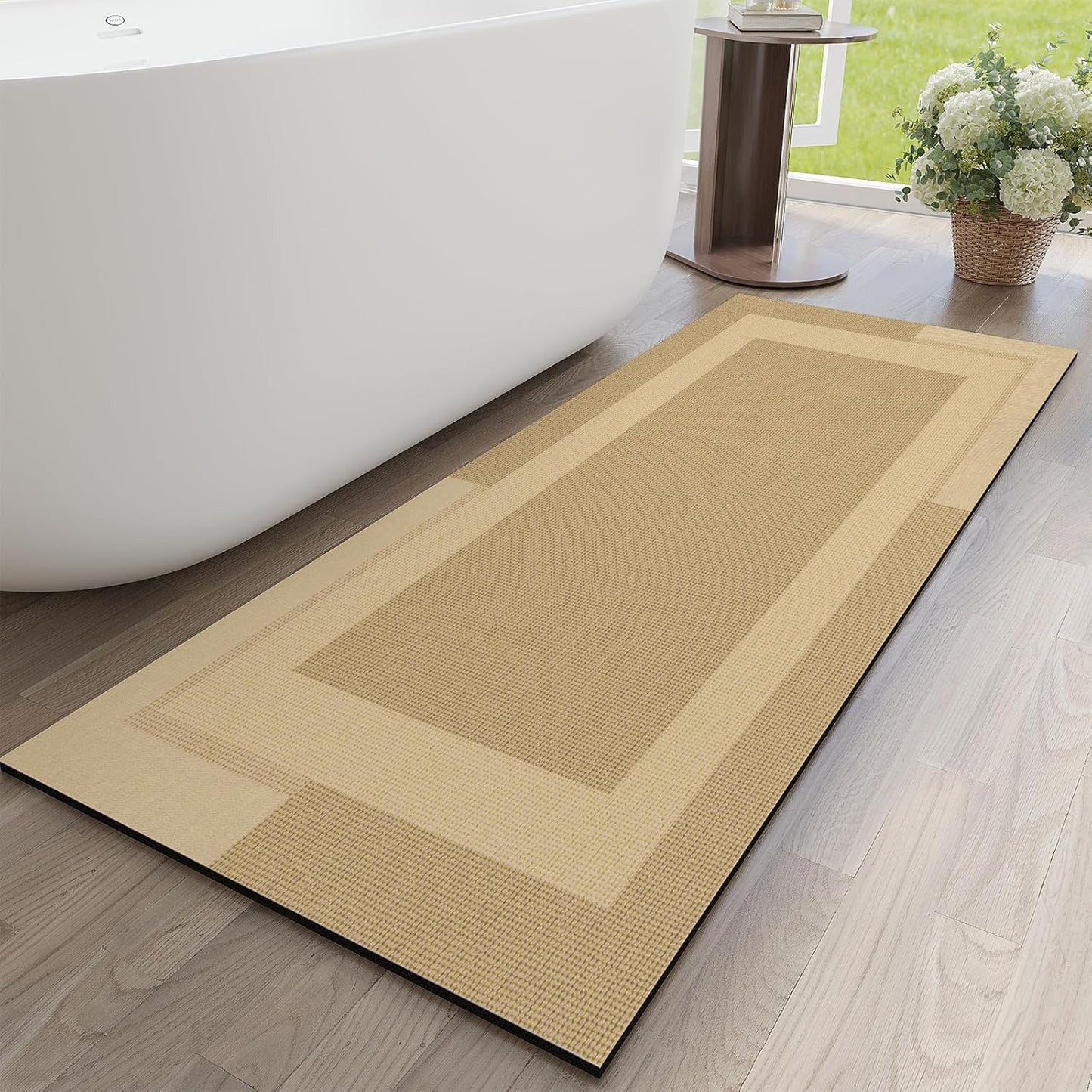 YDKGL Non Slip Long Bath Mat Bathroom Runner, Rubber Backing Ultra Thin Bathroom Rugs Fit Under Door Quick Dry Super Absorbent Washable Bath Rug Shower Mat for Bathtub Sink Floor, Dark Gray 17"x47"