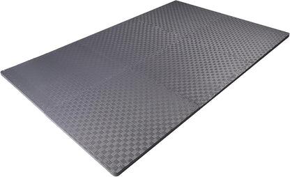 BalanceFrom Puzzle Exercise Mat 1" Thick, EVA Interlocking Foam Floor Tiles for Home Gym, Mat for Home Workout Equipment, Floor Padding for Kids, Black, 24 in x 24 in x 1 in, 24 Sq Ft - 6 Tiles