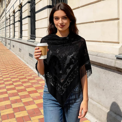 E-Clover Lace Shawl Velvet Scarfs Shawls and Wraps for Evening Dresses Wedding Shawl Wraps for Dress Accessories Winter