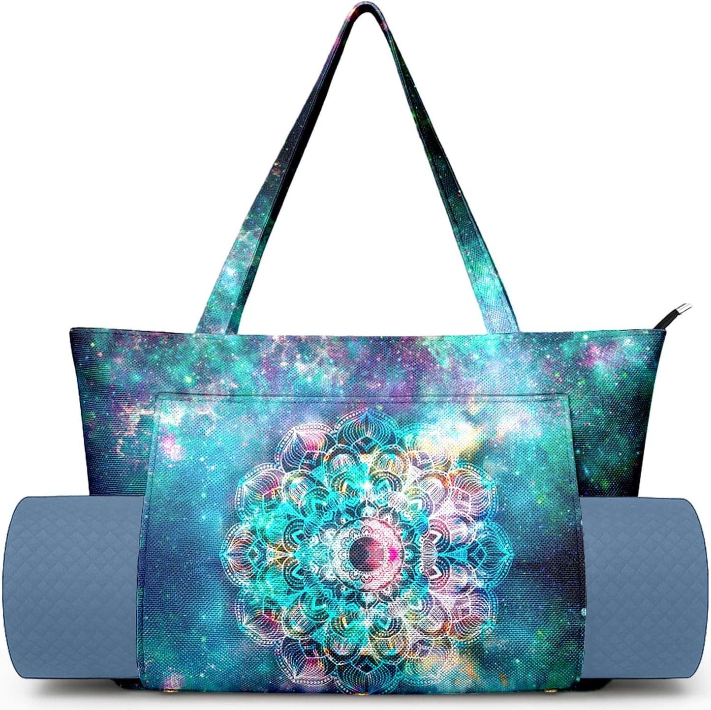 Yoga Bag for Women, Large Canvas Yoga Mat Tote Bag with Yoga Mat Carrier - Large Mat Pocket Fitness Tote for Pilates, Gym, Travel, Office & Beach
