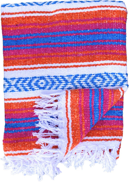 Del Mex Classic Mexican Blanket, Large Authentic Woven Falsa Throw (70"x50"), Artisan Southwest Décor for Beach, Yoga, Outdoors (Lavender)