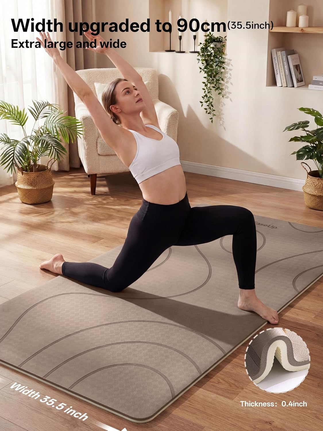 EaseUp Large yoga mat,73’x35.5’x0.4’,extra thick and wide,10mm pilates mat,non-slip exercise mat,workout mats for home gym