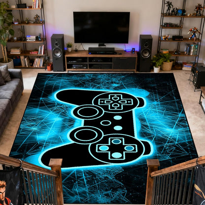 Video Game Rug - Gaming Themed Rug Gamepad Controller Area Rugs for Bedroom Gaming Carpet for Boys Game Carpet for Playrooms Bedroom Doormat Yoga Mats