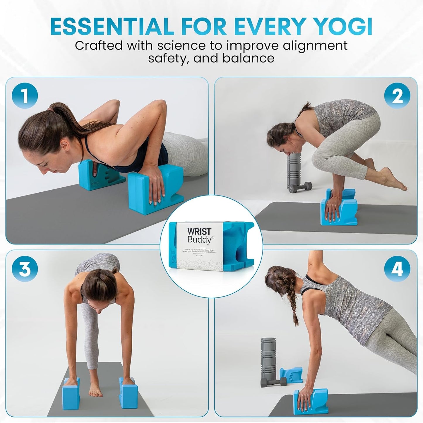 WRISTBuddy® Yoga Blocks 2-Pack (Left + Right) — Ergonomic, Hand-Shaped EVA Blocks for Wrist Relief & Better Grip | Doctor-Designed Support for Yoga, Pilates, Handstands, Push-Ups & Rehab