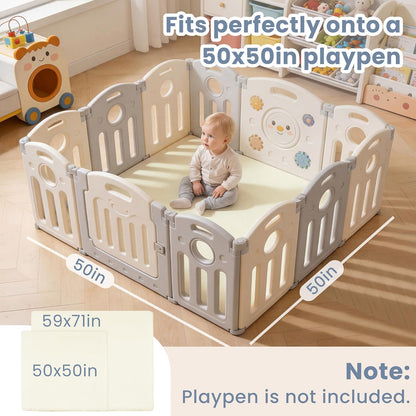 ACOMOPACK 1.3" Thick Baby Play Mat for Floor 79x118"-Large Water-Repellent&Non-Slip Memory Foam Mat for Kids,Toddlers,Soft Velvet Nursery Rug for Tummy Time&Crawling,Yoga,Tatami Style(Blue)