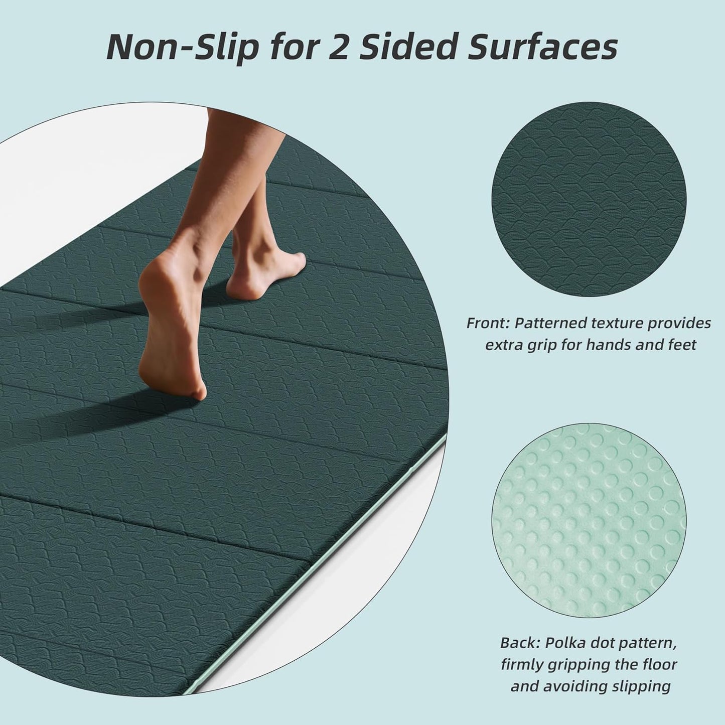 HAHE Foldable Yoga Exercise Mat, 74"Lx32"Wx1/3"Thick, TPE Multi-purpose Workout Mats with Non-slip Surface, Portable for Yoga/Pilates/Studio/Home Gym