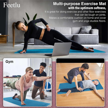 Extra Thick Exercise Yoga Mat with Strap - 2/5 Inch (10MM), Non-Slip Workout Mat for Yoga, Pilates, and Floor Exercises