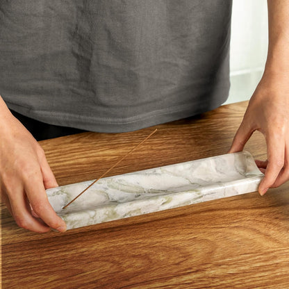 Koville Marble Incense Holder, Incense Holder for Sticks, Incense Sticks Holder Ash Catcher for Meditation Yoga SPA, Natural Stone Incense Burner, Home Table Decor (Green)