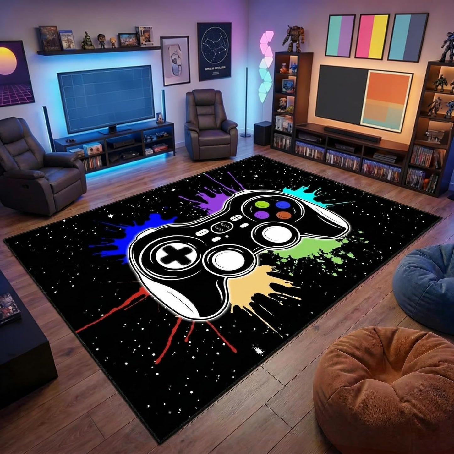 Game Controller Rugs for Bedroom Boys Living Room Gamer Gamepad Red Carpets Floor Mat Player Indoor Mats Gaming Art Design Home Decor Crystal Doormat Yoga Mats 3'x5'