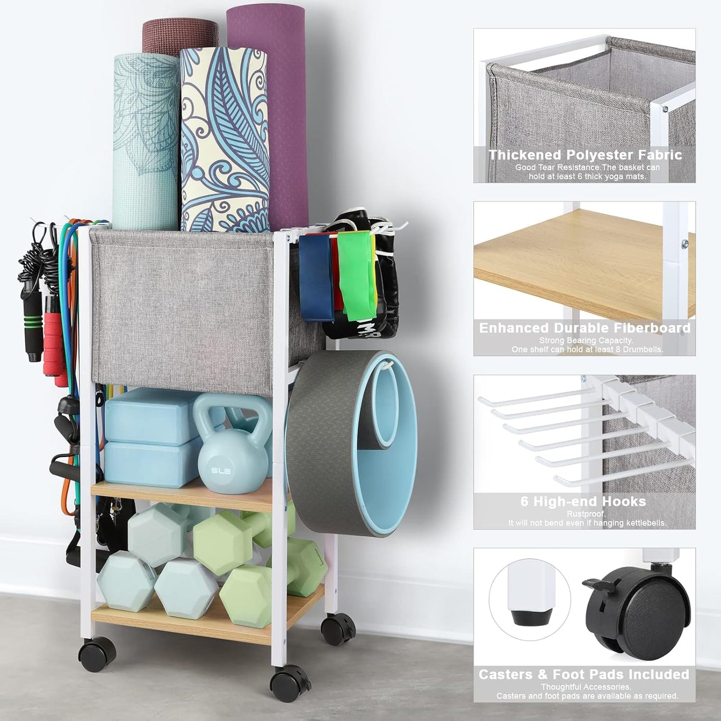 Yoga Mat Storage Rack Home Gym Equipment Workout Equipment Organizer Yoga Mat Holder for Dumbbell,Kettlebell and More Gym Accessories Gym Essentials Women Men Fitness Exercise Equipment Organization
