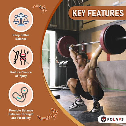 Folaps Squat Wedge Block with Guide for Heel Elevated Squat Weightlifting Slant Board for Squats with Carry Bag to Improve Mobility Balance and Strength Performance