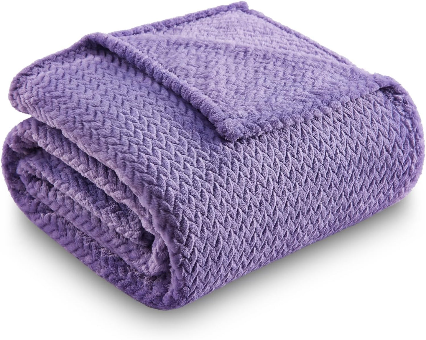 NEWCOSPLAY Super Soft Throw Blanket Light Purple Premium Silky Flannel Fleece Leaves Pattern Lightweight Bed Blanket All Season Use (Light Purple, Throw(50"x60")) - Colors B