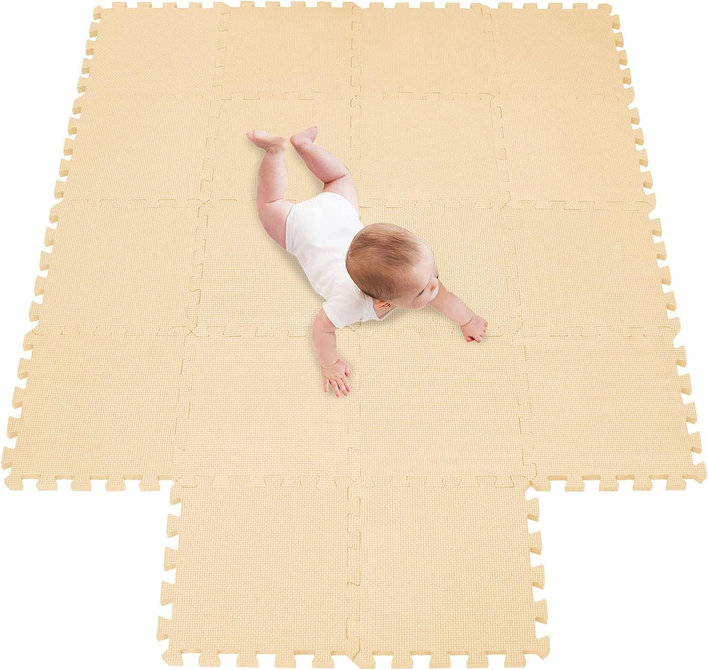 meiqicool Foam Play Mat Thick Soft EVA Interlocking Foam Floor Mats Children Yoga Exercise Multi Jigsaw Puzzle Blocking Board Kids Playmats Play Grey 18 Piece L