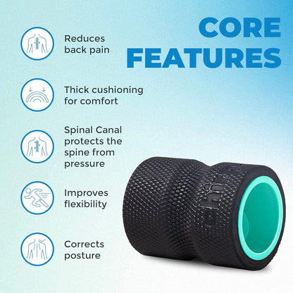 Chirp Wheel Foam Roller – Targeted Back & Neck Relief, Lumbar Spine Stretcher, Spinal Decompression Back Stretcher, Massage Roller with Density Foam for Physical Therapy, Supports 500lbs, 4-Pack Black