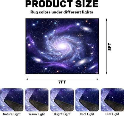 5'x7' Galaxy Rug Bedroom Living Room Gaming Area Rugs Nebula Throw Rugs Yoga Floor Mat Carpet,63"x83"