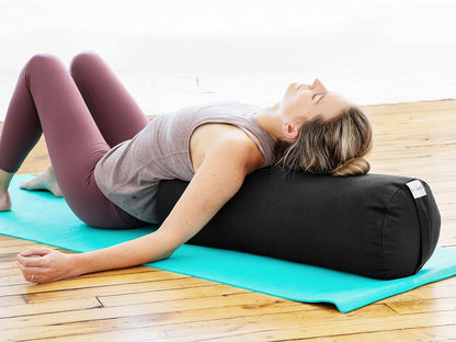 Sol Living Yoga Bolster Pillow for Meditation and Restorative Yoga - 100% Cotton, Cylindrical, Firm Cushion with Washable Cover for Balance and Support