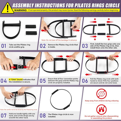 Krightlink Pilates Ring Circle, 14" Magic Circle Pilates Rings for Focusing on Toning Inner Thighs, Arms, and Core, Fitness Exercise Ring Workout Ring for Yoga and Pilates