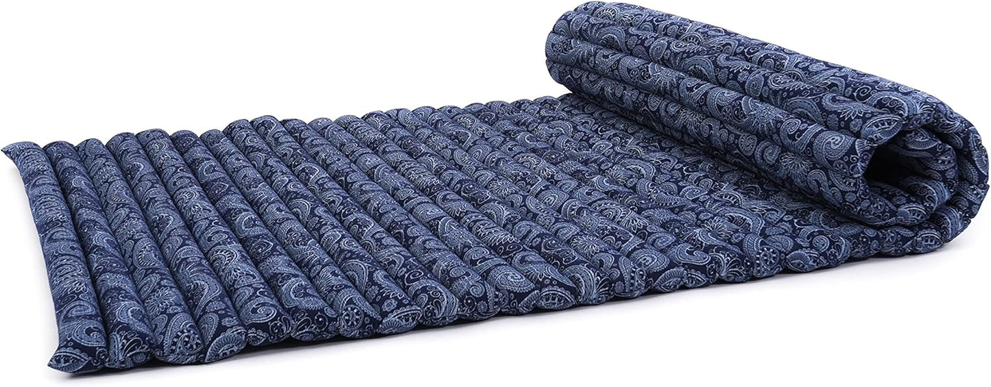 Leewadee - Kapok Roll Mat – Handcrafted Folding Sleep & Relaxation Mattress from Thailand, Ideal as Guest Bed, Camping Mat, Yoga Mat or Traditional Futon, 75 x 39 inches, Anthracite