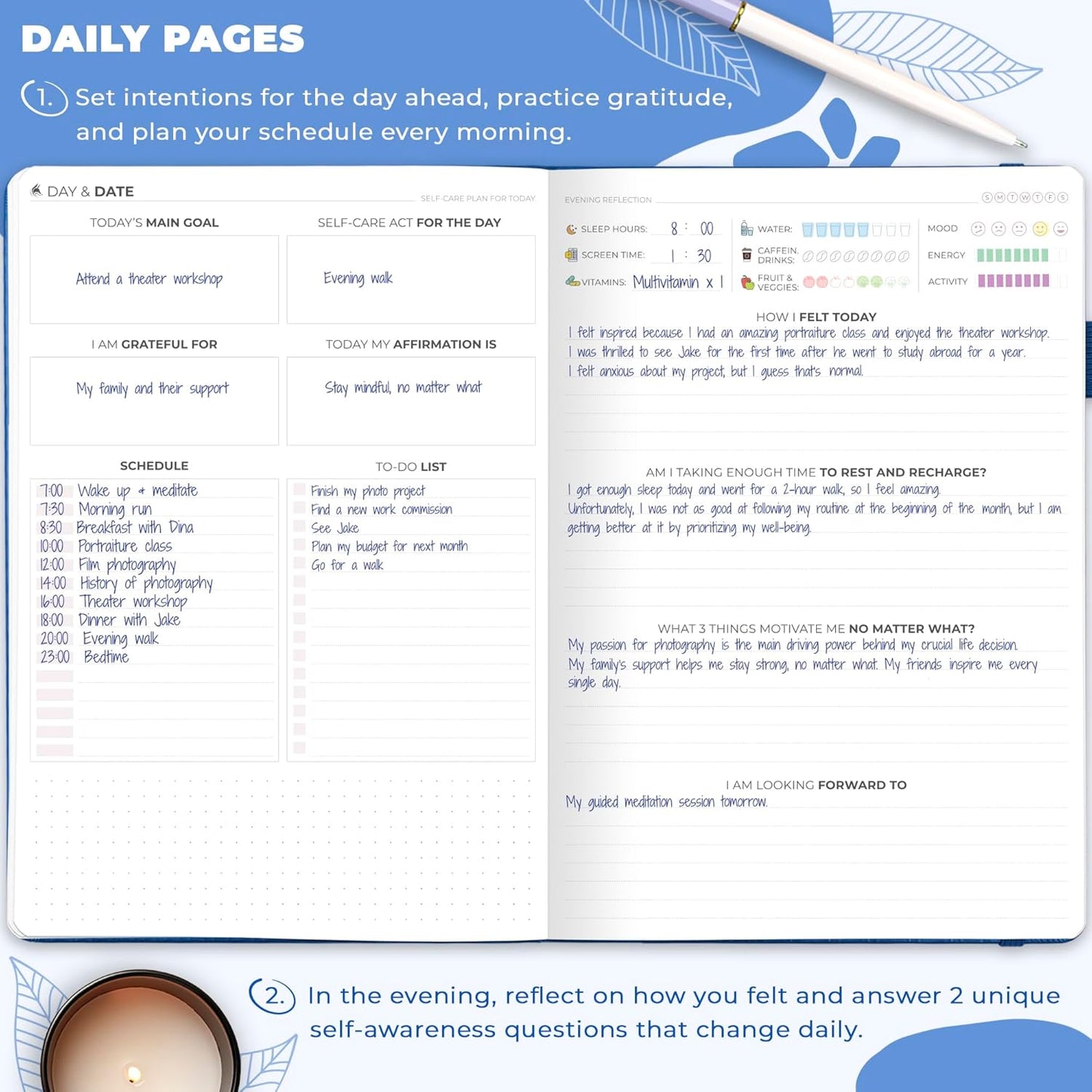 Clever Fox Self-Care Journal – Daily Reflection Notebook – Mental Health & Personal Development Planner, Meditation & Mood Log, A5 (Turquoise)
