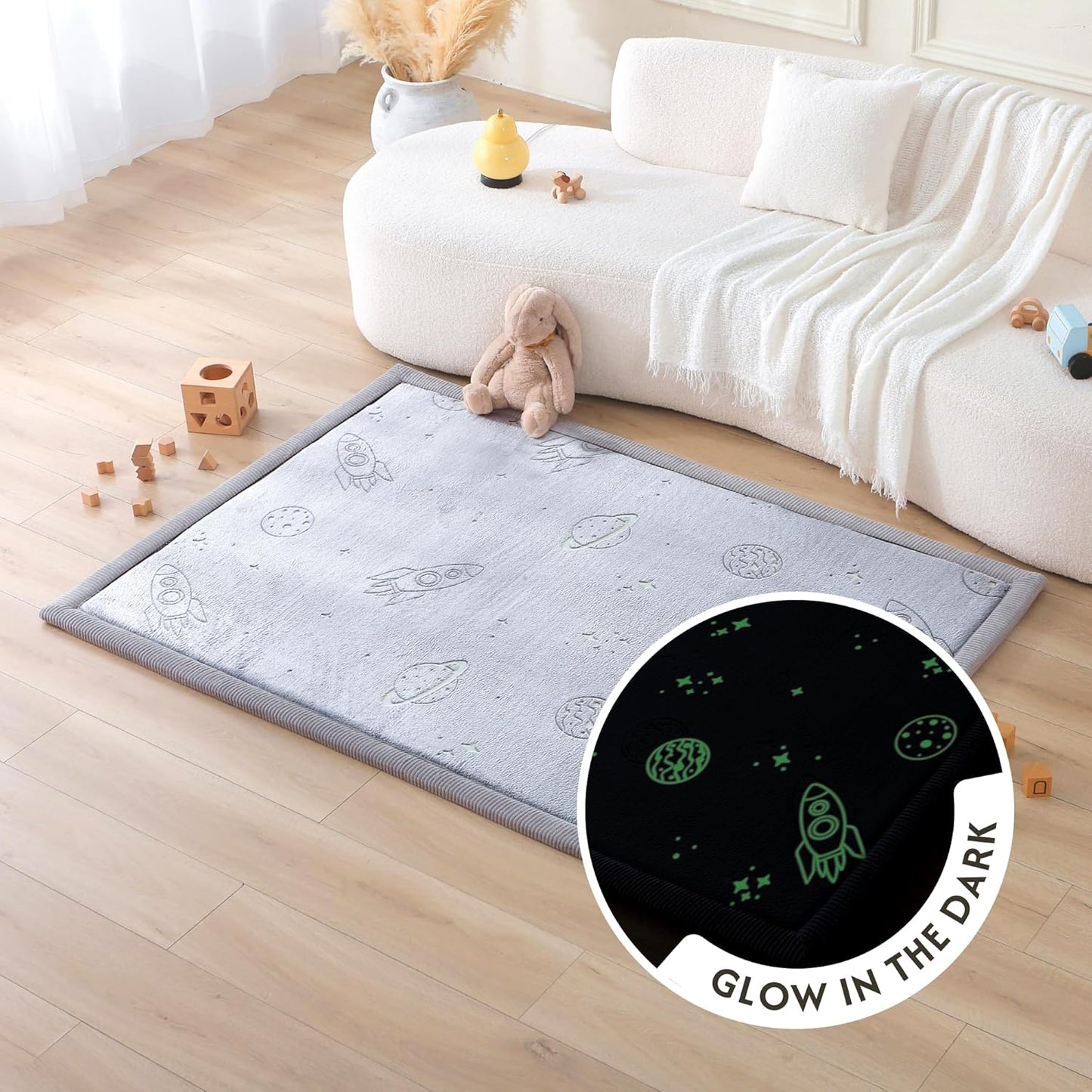 Hakuna Matte CloudSoft Mat for Floor 60" x 80" Beige – Coral Velvet Memory Foam Rug – Non-Slip, Water-Resistant