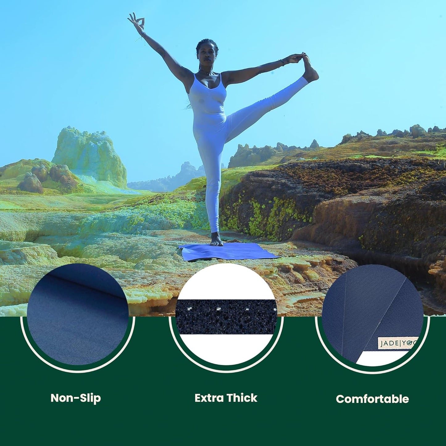 Jade Fusion Yoga Mat, Luxurious Comfort & Sturdy Workout Mats for Home Gym, 68" and 74" Yoga Mat Thick, Non-Slip Workout Mat with Extra Strong Grip, US Made Yoga Mats