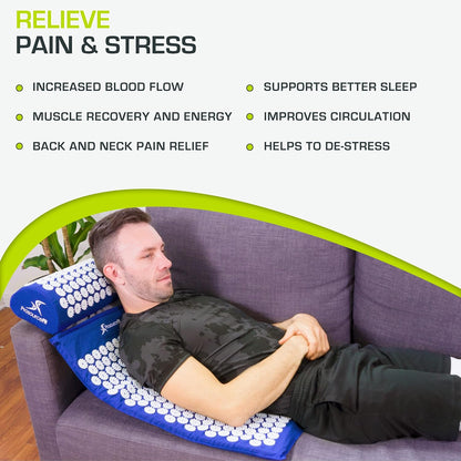 ProsourceFit Acupressure Mat and Pillow Set for Back/Neck Pain Relief and Muscle Relaxation