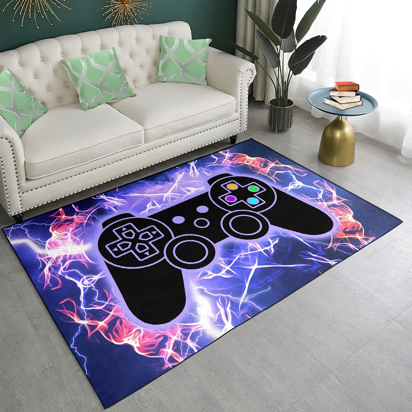 Video Game Rug - Gaming Themed Rug Gamepad Controller Area Rugs for Bedroom Gaming Carpet for Boys Game Carpet for Playrooms Bedroom Doormat Yoga Mats