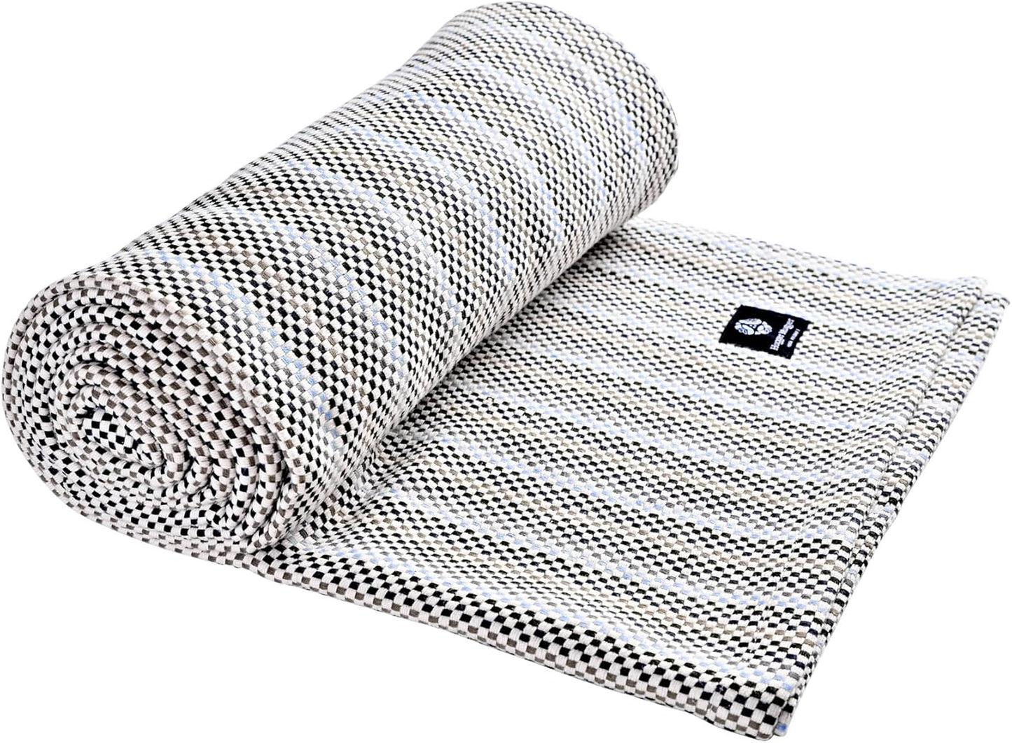Hugger Mugger Cotton Yoga Blanket - Multi-Gray- Soft but Firm, Cofortable Support, Great Prop for Yoga