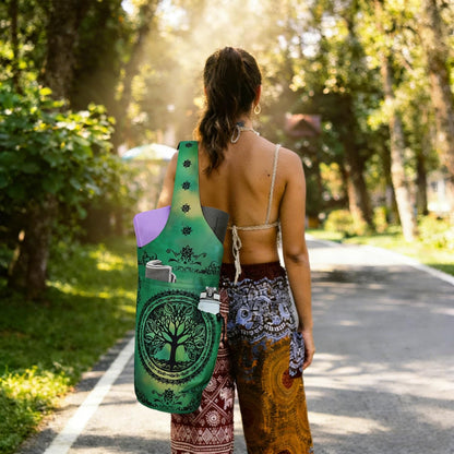 Yoga Mat Bag - Large Opening Long Tote Yoga Mat Carrier Holder Bag with Waterproof Wet Zipper Pocket and Drawstring Water Bottle Pocket - Yoga Bag Fit Most Size Mats