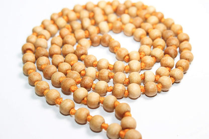 IS4A 8MM TULSI HOLY BASIL PRAYER BEADS JAPA MALA NECKLACE HAND KNOTTED. KARMA (108+1) BEADS. BLESSED & ENERGIZED HINDU TIBETAN BUDDHIST SUBHA ROSARY