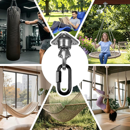 Heavy Bag Hanger,Stainless Wall Ceiling Mount Hook 180°/360° Rotation Wood Beam Holder Body Weight Strength Training Systems, Aerial Yoga Swing & Hammock