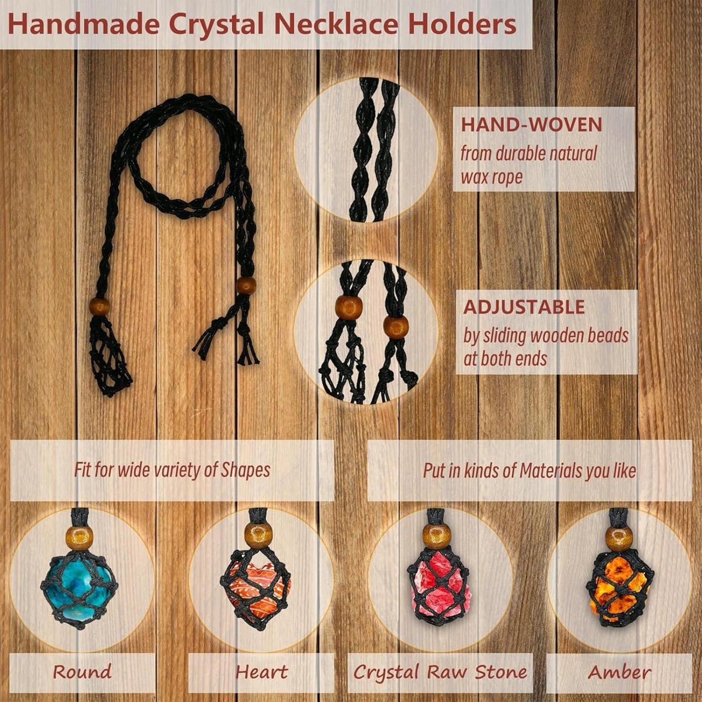 7 PCS Chakra Crystals Healing Stone Necklaces Set ，with Adjustable Rope Natural Crystal for Relaxation, Positive Energy, Yoga, Meditation Christmas Gift for Family Friends