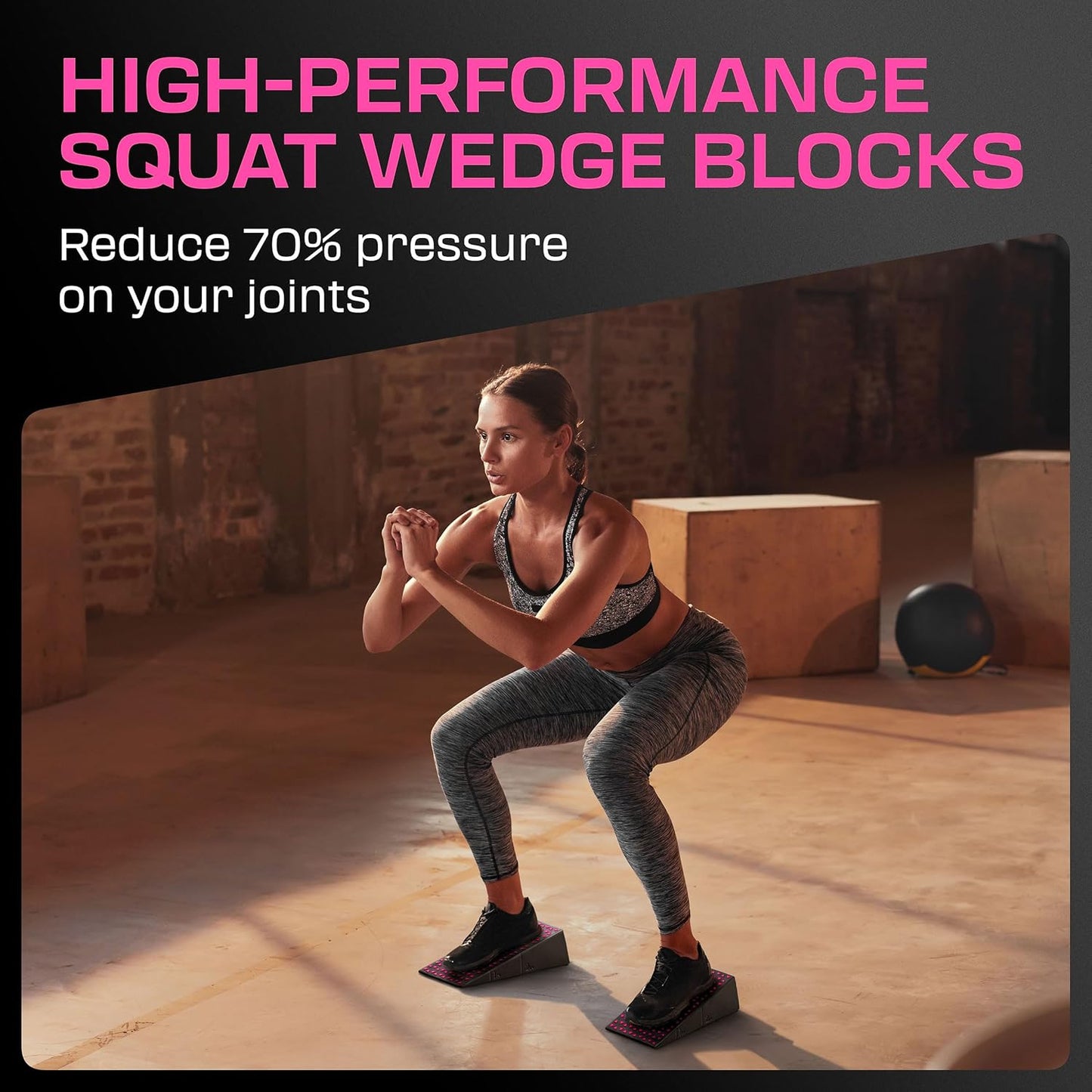 Flexelent Squat Wedge Block Pair - Heel Elevated Squat Wedge for Deeper Squats, Heavy Lifting and Better Form - 17° Angle Exercise Wedges, Slant Board for Squats with Carry Backpack
