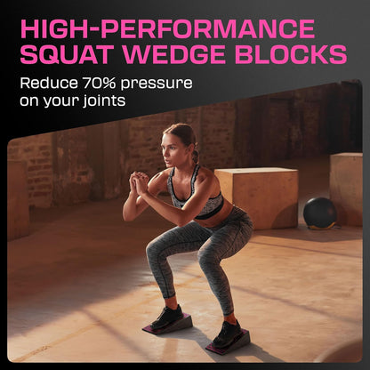 Flexelent Squat Wedge Block Pair - Heel Elevated Squat Wedge for Deeper Squats, Heavy Lifting and Better Form - 17° Angle Exercise Wedges, Slant Board for Squats with Carry Backpack
