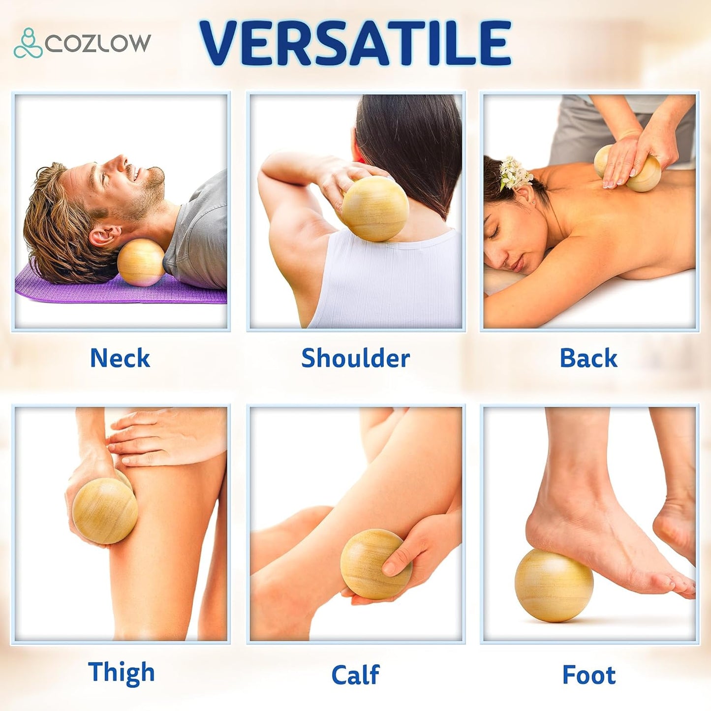 COZLOW Double Lacrosse Silicone Massage Ball - Cobalt Blue - Peanut Trigger Point Roller for Mobility, Deep Tissue Therapy, Myofascial Release - Acupressure Tool for Muscle Pain Relief