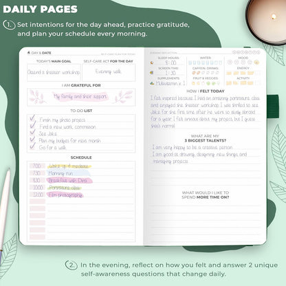 Clever Fox Self-Care Journal – Daily Reflection Notebook – Mental Health & Personal Development Planner, Meditation & Mood Log, A5 (Turquoise)