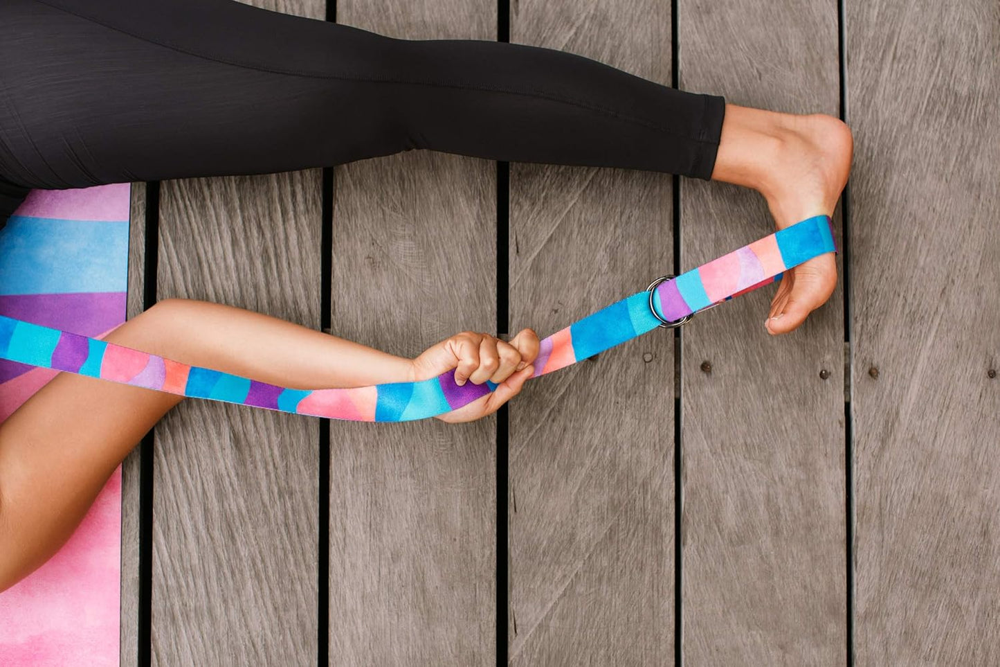 yogadesignlab | The Yoga Strap | Luxurious, Extra Long, Super Soft, Eco Printed | Studio Quality, Adjustable | Safely Stretch Further and Hold Longer | 8 ft Long