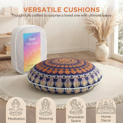 Codi Meditation Floor Pillow Set of 2, Round Large Pillows Seating for Adults, Bohemian Mandala Circle Cushion for Outdoor Fireplace Yoga Living Room, 32 Inch, Memory Foam Added, Purple Orchid NEW