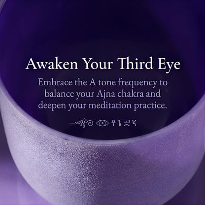 ALIOTH 7" B Note Crystal Singing Bowl Crown Chakra with Suede Mallet for Meditation, Yoga, Chakra Healing & Sound Therapy