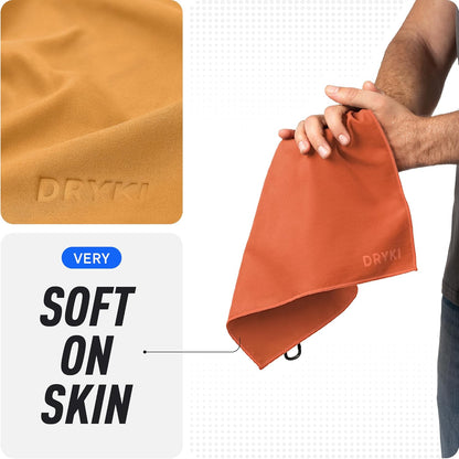 DRYKI Pocket-Sized Sweat Towels - The Original Sweat Absorbing Handkerchiefs - Quick-Dry Microfiber Sweat Rags for Face, Hands, & Body - Men & Women - Gym, Sports, and Work (Blue: 5 Pack)