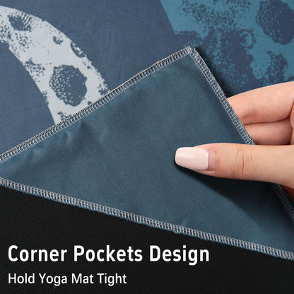 Hot Yoga Mat Towel with Corner Pockets Yoga Towels for Hot Yoga Non Slip with Travel Bag Sweat Absorbent Yoga Blankets Mat Cover for Workout Gym 70"x26" (Mountain-01, 70x26)