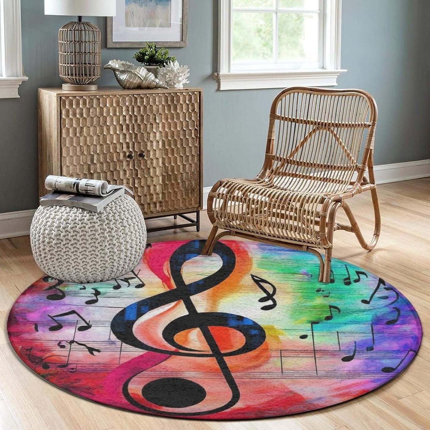 Room Sofa Yoga Soft Round Carpet, Home Decor Non Slip Kitchen Office Circle Rug, Machine Washable Modern Round Area Rug Beach Turtles, 60inch