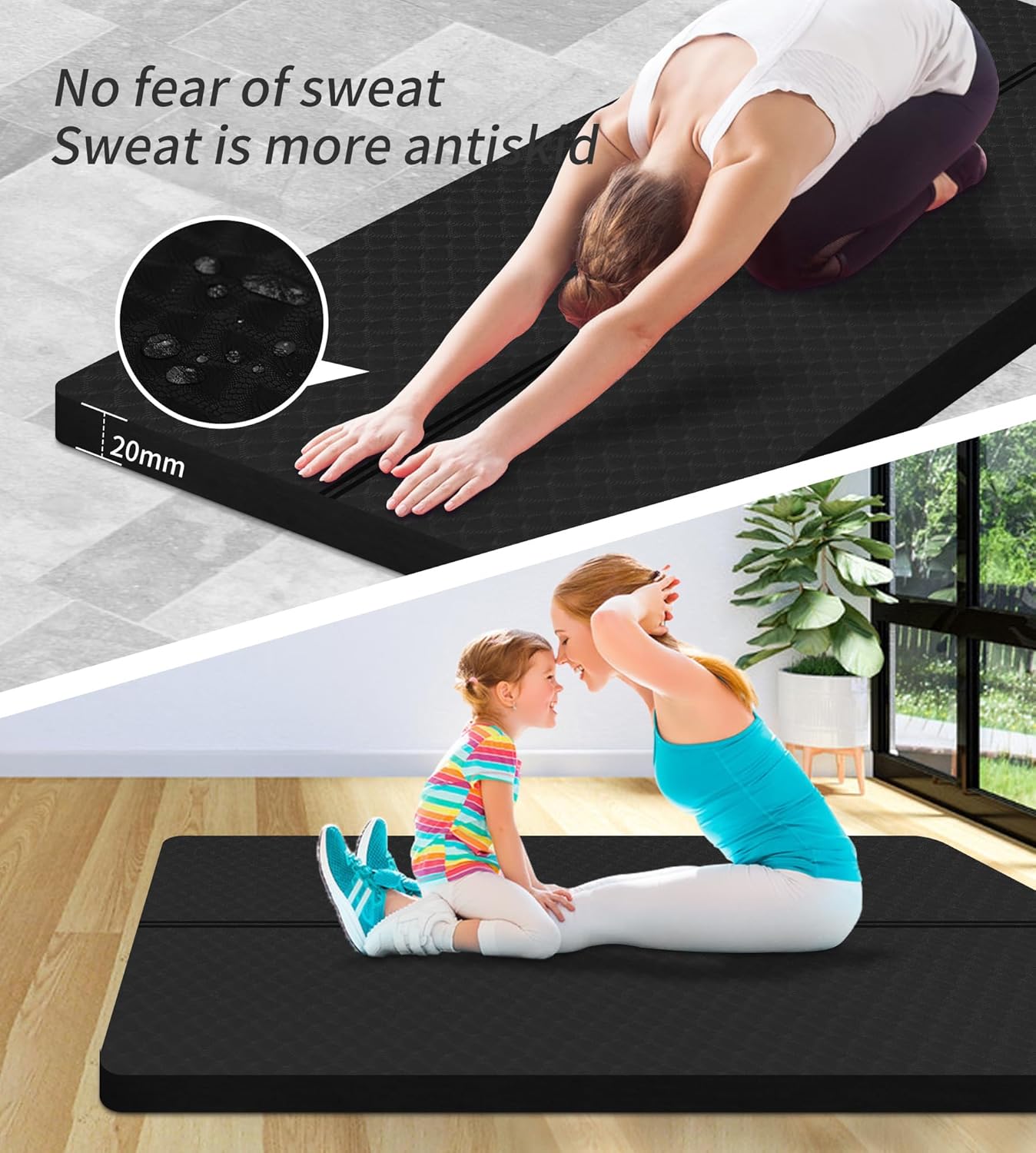 nuveti Large Exercise Mat - 15mm/20mm/30mm Thick Yoga Mat | Workout Mat for Fitness, Yoga, Pilates, Stretching & Floor Exercises for Women & Men with Free Carrying Bag