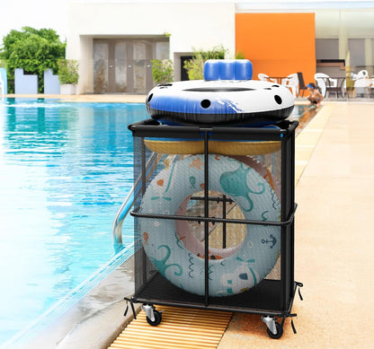 smusei Ball Storage Bin Rolling Sports Ball Storage Cart Garage Sports Equipment Organizer Rack with Wheels Outdoor Basket Ball Cage for Garage, School, Gym, Yoga Room