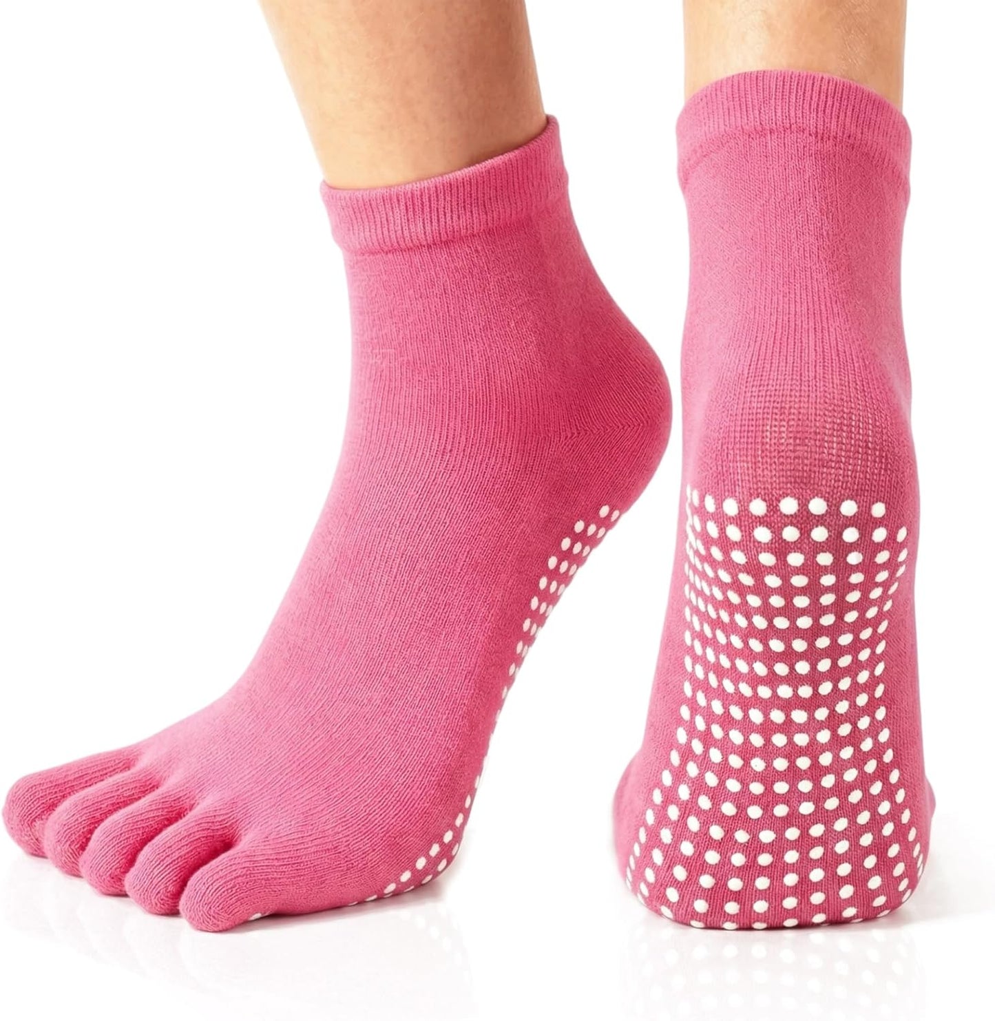 1/2 Pairs Grippy Socks Woman Pilates Grip Socks Non Slip Full Toe Barre Ballet Non Skid Yoga Socks One Size 5.5-9