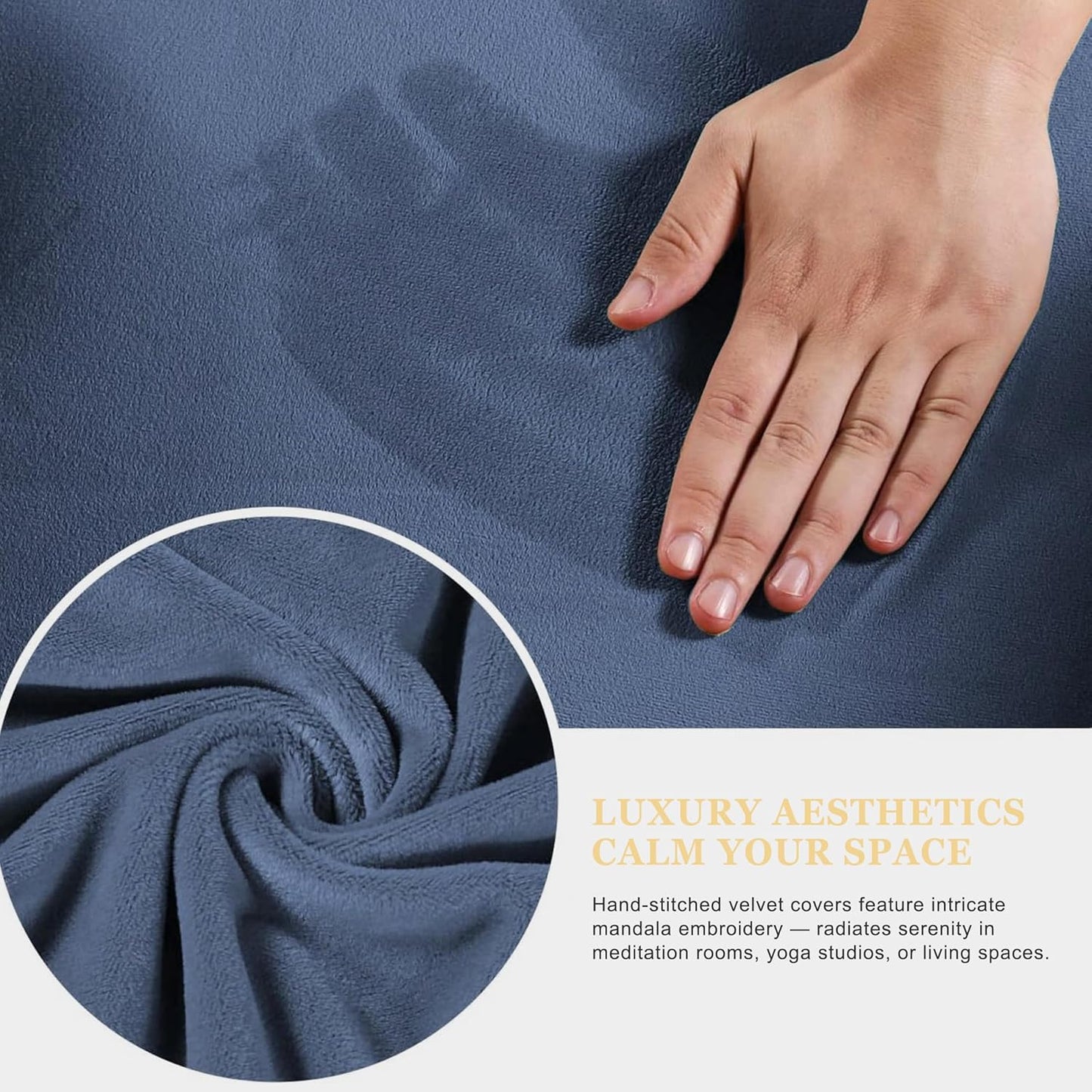 Meditation Zafu Cushion Set,Removable Machine-Washable Luxury Velvet Cover (Blue（Only Cover）)