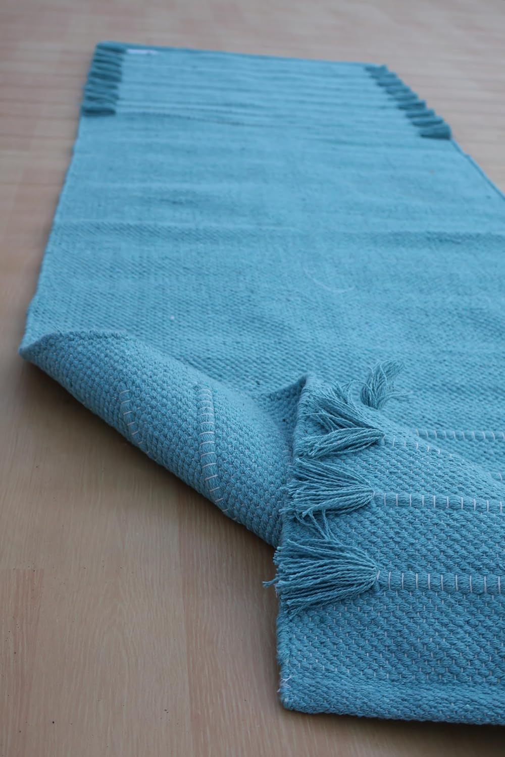 Jaipur Art & Rugs Cotton Yoga Rug - Eco-Friendly Hand-Woven Thick Mat (24”x72”x5mm) for Everyday Fitness at Home - Comfortable & Extra-Long - Colors B