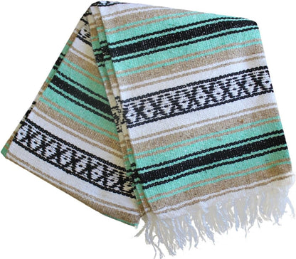 Del Mex Classic Mexican Blanket, Large Authentic Woven Falsa Throw (70"x50"), Artisan Southwest Décor for Beach, Yoga, Outdoors (Lavender)
