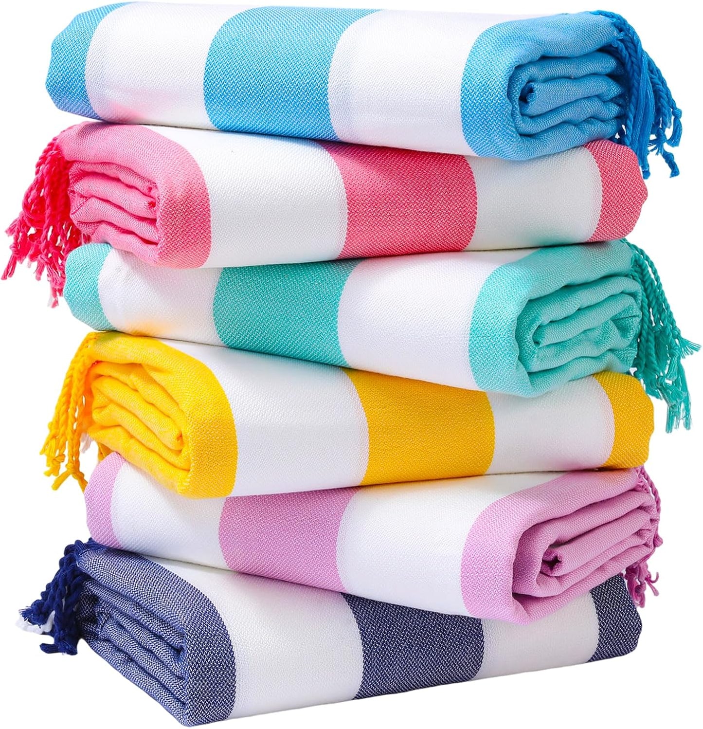 Genovega 6 Packs Oversized Turkish Beach Towels Set Bulk 74"x38" Extra Large Quick Dry Sand Free Light Swim Bath Camping Pool Towel Travel Blanket Essentials Cruise Accessories Adult Vacation Stuff