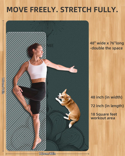 Large Yoga Mat (75.5"x47.6"x0.4"）Extra Wide & Thick 10mm, Non-Slip Exercise Mat, High-Density TPE Mat for Yoga Pilates & Home Gym Workouts